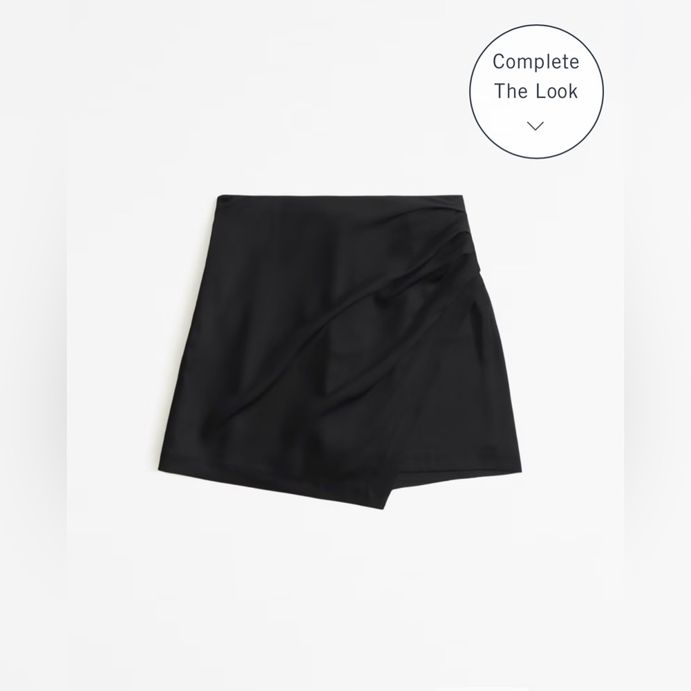 NWT Abercrombie Black Satin Draped Mini Skort